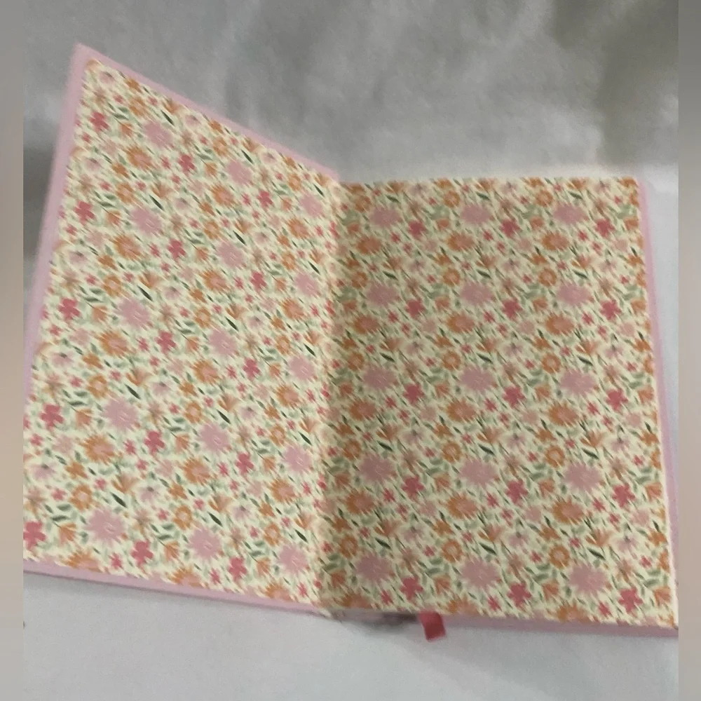 Pink Floral Hardcover Journal with Elastic Closure.5”X 7”